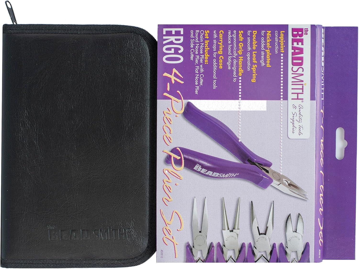 The Beadsmith La Femme 4-Piece Jewelry Plier Set – 4.5" Tools for Smaller Hands, Includes Chain Nose, Round Nose, Flat Nose & Cutter with Zippered Case