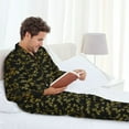 thumbnail image 6 of Naloa Bamboo Men’s Pajamas Set - Long Sleeve Button Down Sleep Shirt and Pajama Bottoms Sleepwear Set-Small, 6 of 7