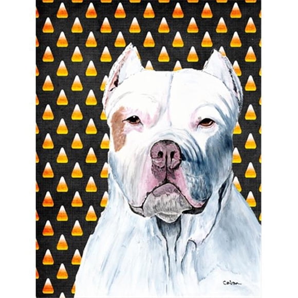 Pit Bull Candy Corn Halloween Portrait Flag Garden Size