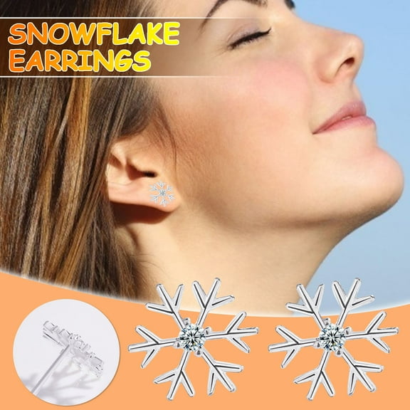 Latrodar Ladies Fashion Diamond Christmas Gift Snowflake Earring Earrings Silver up to 30% Off