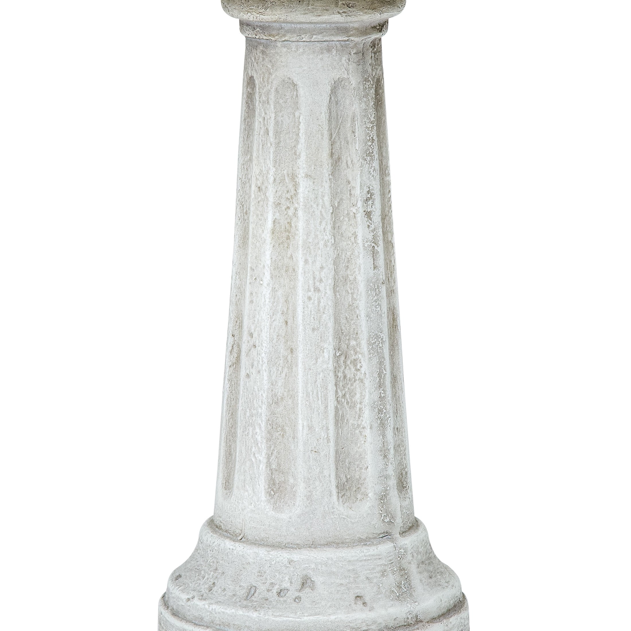 Christopher Knight Home 22.3" Outdoor Bird Bath with Pedestal Base, Polyresin Stone Look, Off White