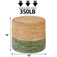 thumbnail image 2 of Tcbosik 18" Ottoman Pouf, Natural Seagrass Footstool, Round Footrest for Living Room, Bedroom, Natural & Green, 2 of 6