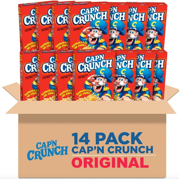 (14 pack) Cap'n Crunch Sweetened Corn & Oat Crunchy Cereal, 12.6 oz. Single box