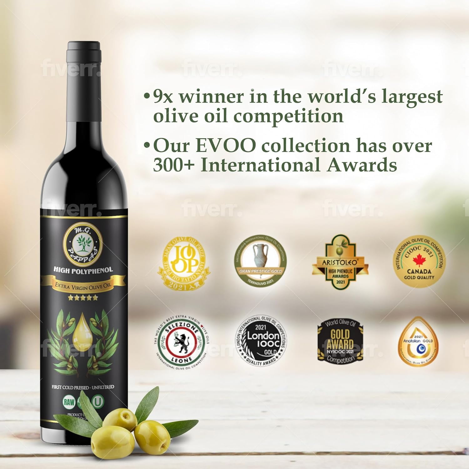 Chiavalon Atilio Croatian Extra Virgin Olive Oil - High Polyphenol, Cold-Pressed, Bold & Spicy Flavor