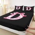 thumbnail image 5 of Erosebridal Floral Bow Letter D Bed Sheets for Girls, Pink Initial Ribbon King Sheets, 4-Piece, 5 of 6