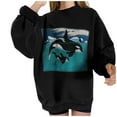 thumbnail image 2 of Jsaierl Crewneck Sweatshirts Women Cute Whales Print Sweatshirt Top Long Sleeve Lightweight Fall Pullover Oversized Sweatshirts, 2 of 9