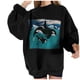 thumbnail image 2 of Puntoco - Sudadera de forro polar de manga larga con cuello redondo y estampado de océano salvaje para mujer Puntoco Puntoco-5168, 2 of 9