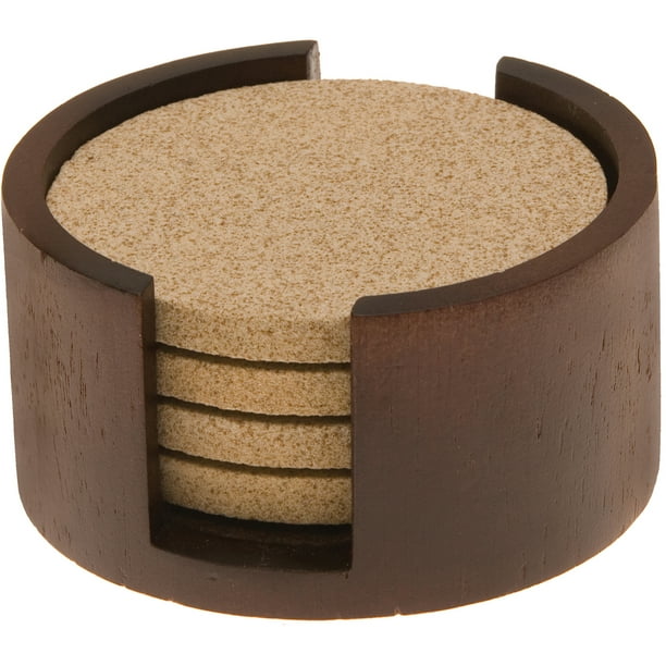 Thirstystone Drink Coasters Holder for Circular Coasters, Walnut, Holds