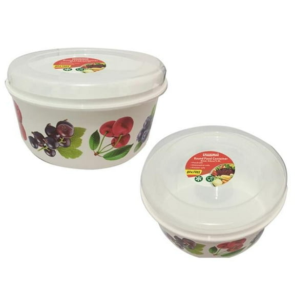 FamilyMaid 61437 Printed Round Food Container - White & Clear, Pack of 48