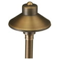 thumbnail image 3 of Flat Hat 12V Brass Light (5" Shade, 25" Tall) with 3W 2700K Warm White G4 LED Bulb for Low age Landscape Lighting on Outdoor Pathway, Walkway, Garden, Driveway or Patio, 3 of 4