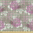 thumbnail image 2 of Ambesonne Floral Fabric by the Yard, Peonies on Checkered Back, 1 Yard, Soft Pink and Pale Grey, 2 of 5
