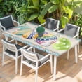 thumbnail image 2 of Easter Table Cloths for 3 Foot Rectangle Tables, Colorful Eggs Rabbit Flowers Leaves Blue Plaid Patio Waterproof Elastic Fitted Tablecloths, Washable Rectangular Table Cover for Camping, 2 of 8
