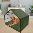 thumbnail image 2 of Winter Pet House, Vivid Fir Pine Branches Trees Coniferous Trees Evergreen Nature Forest, Outdoor & Indoor Portable Dog Kennel with Pillow and Cover, 5 Sizes, Green Dark Green Caramel, by Ambesonne, 2 of 4