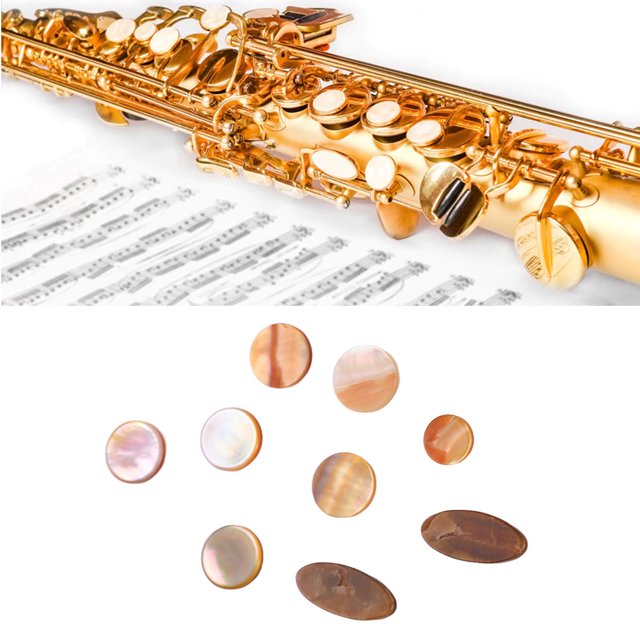 9PCS White Shellfish Saxophone Key Buttons Replacement Finger Buttons For Alto And Saxophones