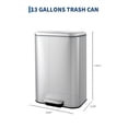 thumbnail image 2 of 13 Gallon Stainless Steel Step Kitchen Trash Can with Soft-Close Lid & Removable Inner Bucket, Rectangular Waste Recycling Bin for Home Office - Silver, 2 of 7
