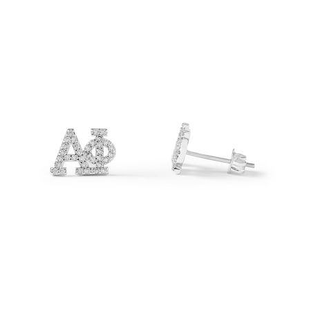 Sorority Shop Alpha Phi Earrings — White Gold Plated Stud Earrings, Long-Lasting Sorority Gifts for Women