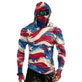 thumbnail image 3 of Men's Patriotic American Flag Fishing Hoodie with Built-in Face Mask and Thumbhole Cuffs Featuring UPF 50+ Sun Protection Long Sleeve Shirt for 4th of July Memorial Day Wine XXXXL, 3 of 9