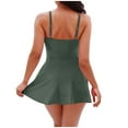 thumbnail image 3 of JSheng Swimming Suits for Women One Piece Fashion Women Solid Color Sexy Strap Bikini Swimsuit Dress Army Green XL, 3 of 5