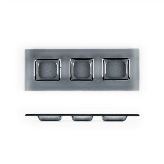 Turgla Fusion Glass 12.25" x 4" Rectangular Charcoal Glass Sectional Plate (Set of 2)