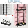 thumbnail image 2 of Bathroom Towel Storage, 36.4 Inch Towel Racks for Bathroom Wall Mounted with Shower Caddy with Metal Shelf, Black, 2 of 11