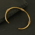thumbnail image 5 of Fashion 14K Yellow Gold Bangle Bracelet Minimalist Golden Color Tarnish Free Texture Simple Open Charm Wrist Jewelry, 5 of 8