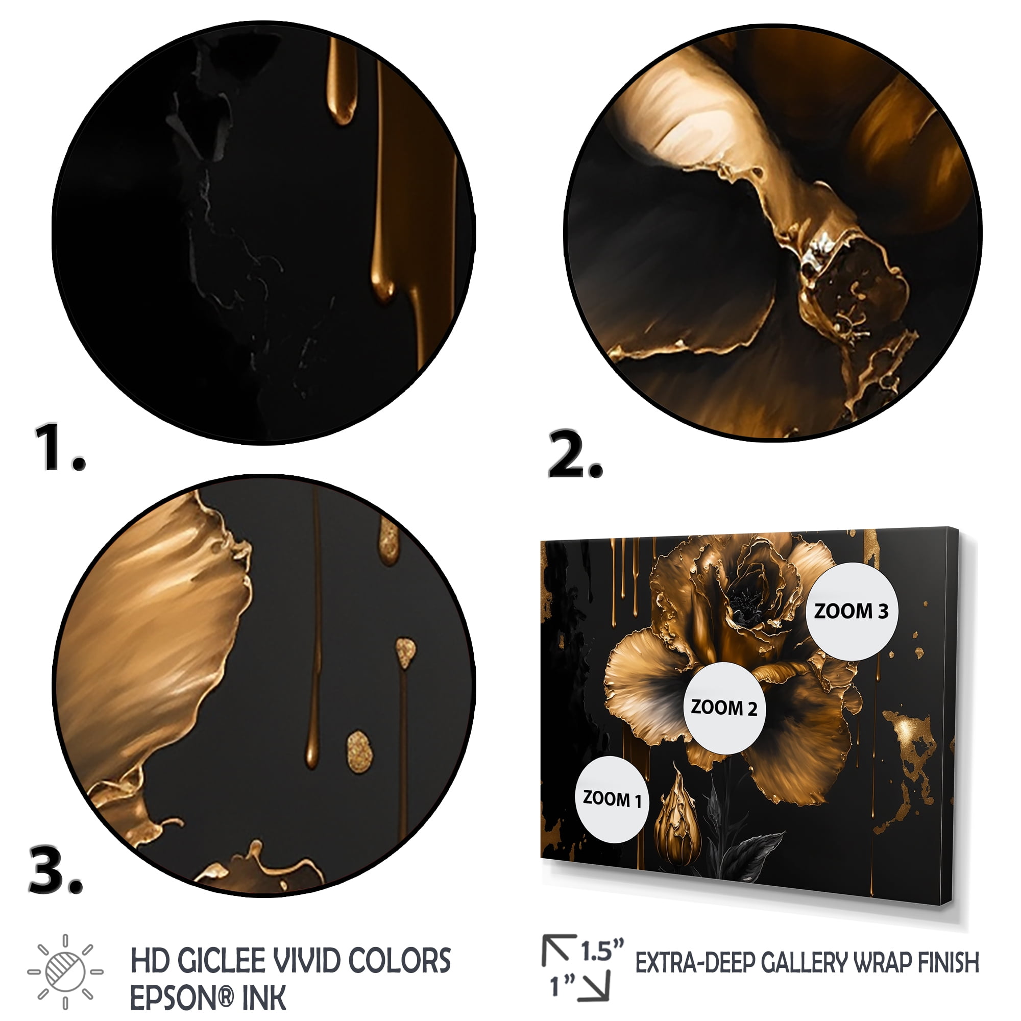 Designart Black And Gold Gladiolus III Canvas Wall Art