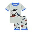 thumbnail image 2 of WIBACKER 3-12Y Toddler Boys Gray 2-Piece Dinosaur Pajamas 100% Cotton Sleepwear Sets, 2 of 7