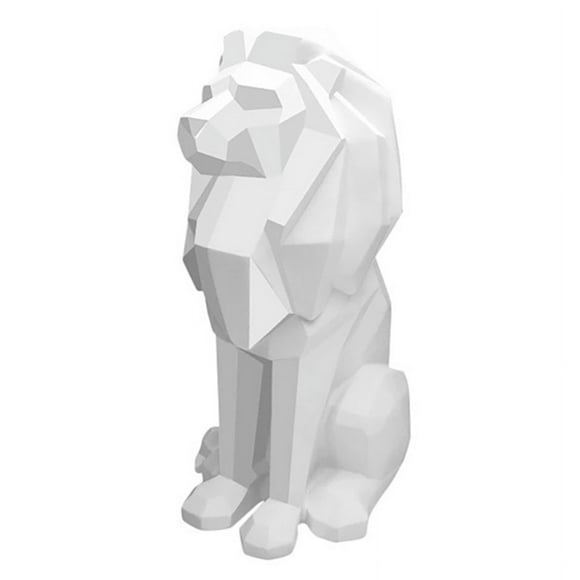 Lion Statue Lion Decor - Gifts for Men Geometric Stylish Sculpture Lion Figurine Decoration for Living Room Office White