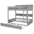 thumbnail image 6 of Euroco Wood Full over Full Bunk Bed with Storage Shelves and Trundle, Gray, 6 of 8