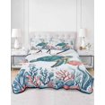 thumbnail image 3 of Turtle Coastal Twin Size Down Alternative Comforter,Lightweight Comforter Quilt Bedding Set with Pillow Shams Summer Beach Ocean Shell Jellyfish Starfish Bed Comforter Duvet Insert 68"x86", 3 of 7