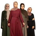 thumbnail image 6 of New Women Plus Size Muslim Dress Middle Eastern Robe Lace-Up Skirt Long Skirt APRICOT L, 6 of 8