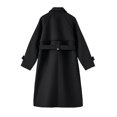 thumbnail image 5 of Fnooota Peacoats for Women 2024, Classic Lapel Belt Mid Length Wool Fall Overcoats Black Size XL, 5 of 6