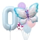 thumbnail image 1 of Set de globos con forma de mariposa azul bebé, 10 unidades, con número 0, 1 of 1