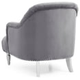 thumbnail image 4 of Gray Velvet Upholstered Armchair for Living Room, Traditional High Back Accent Chair with Cushioned Seat, 4 of 5