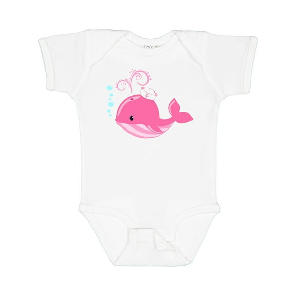 Inktastic Cute Pink Whale in Nautical Hat Boys or Girls Baby Bodysuit
