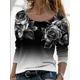 thumbnail image 2 of Camiseta elegante con estampado de flores para mujer, ropa de manga larga, holgada, informal, con cuello redondo, para otoño e invierno, 2023, 2 of 5