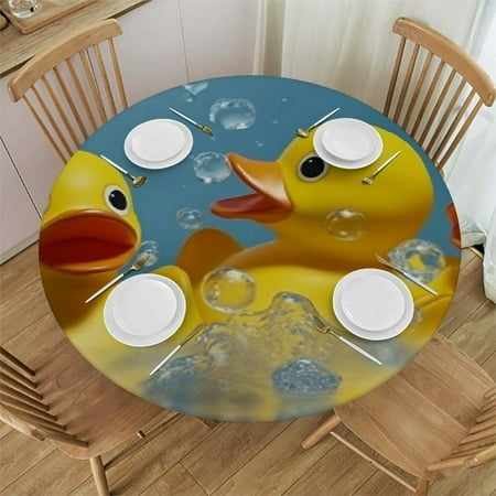 

Xllo0ord Rubber Duck Round Table Cover with Elastic Edge Bands Waterproof Square Table Cloths for Party Home Kitchen Dining Wedding 42 -46