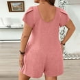 thumbnail image 4 of Fanxing Women's Plus Size Shorts Jumpsuits Dressy Rompers Casual Short Sleeve Suspender Jumpsuit Overalls with Pockets Pink,XL, 4 of 6