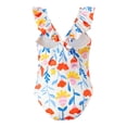 thumbnail image 3 of Ruffle Skirt Girls One Piece Swimsuit Lace Trim Bathing Suit No Padding Cute Fashion Swimwear For Summer Beach Pool Party,White,20, 3 of 7