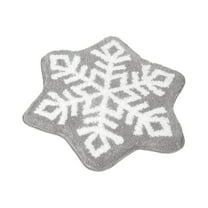 Extra Large Snowflake Rug Mat 31x31 Inch Non-Slip Floor Cushion Christmas Decor Holiday Home Gift Washable