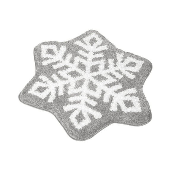 Lilixerw Christmas Snowflake Bathroom Rug,Absorbent Snowflake Bath Mat Non Slip Mat for Xmas Home Room Entrance,Festival Supplies,Gray