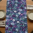 thumbnail image 5 of Purple White Floral 60 Inch Table Runner, Spring Summer Pastoral Botanical Farmhouse Dresser Scarf Cotton & Linen Tablerunner for Dining/Kitchen Island/Holiday Party Décor 13" x 60", 5 of 9
