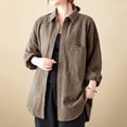 thumbnail image 5 of ZHUGeLI Women's Spring Lapel Collar Single Breasted Pocket Long Sleeved Solid Colored Workwear Pocket Shirt Up to 50% off, 5 of 8