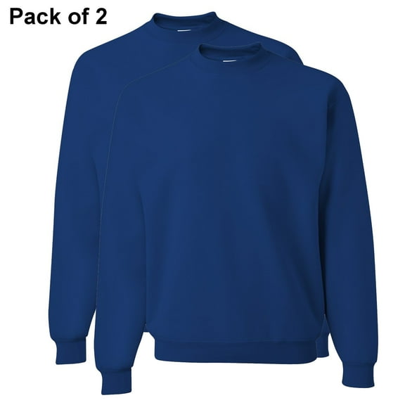 JERZEES Crewneck Sweatshirt for Unisex 8 Oz, Royal Nublend Fleece Long Sleeve Plain Sweatshirt 50 Cotton 50 Polyester Pack of 2, S Size