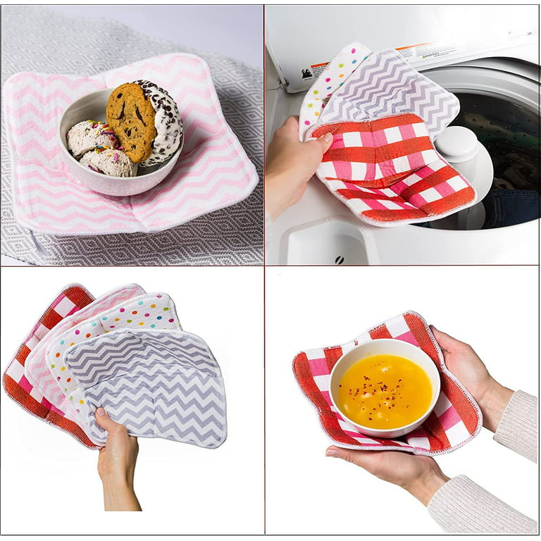 Microwave Bowl Huggers Warmers for Food Microfiber Heat  Resistant Food Warmer Set Microwave Safe Handle Hot and Cold Bowls Holder  Without Burning Your Hands Set of 4 Microwave Bowl Huggers