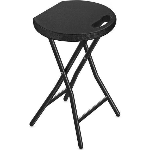 Furniture Portable Folding Chair with Handle, Heavy Duty Round Fold Stool Chair with 500lbs Capacity for Adults, 18 Inch Foldable Stool for Dorm, Kitchen, Vanity, Church and Outdoor use