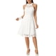 thumbnail image 2 of INSPIRE CHIC Vestido de Mujer Floral de Encaje con Cuello Halter Sin Mangas Elegante Cóctel A-Line S Blanco, 2 of 5