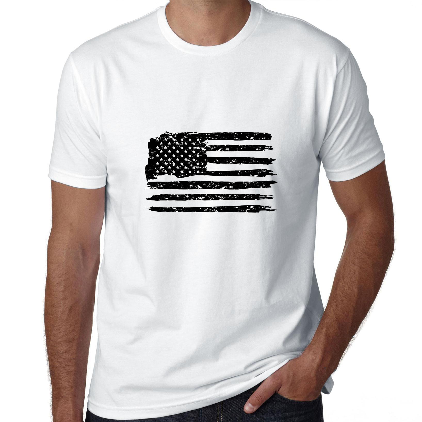 Retro B&W American Flag - Cool Distressing Effect Men's T-Shirt ...