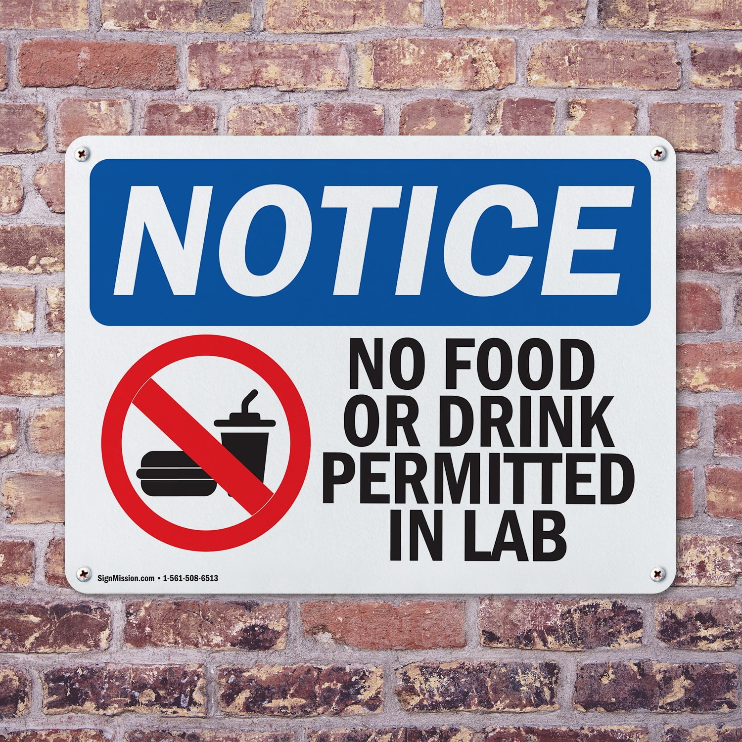 2 Pack) No Food Or Drink Permitted In Lab OSHA Notice Sign 18 Inch