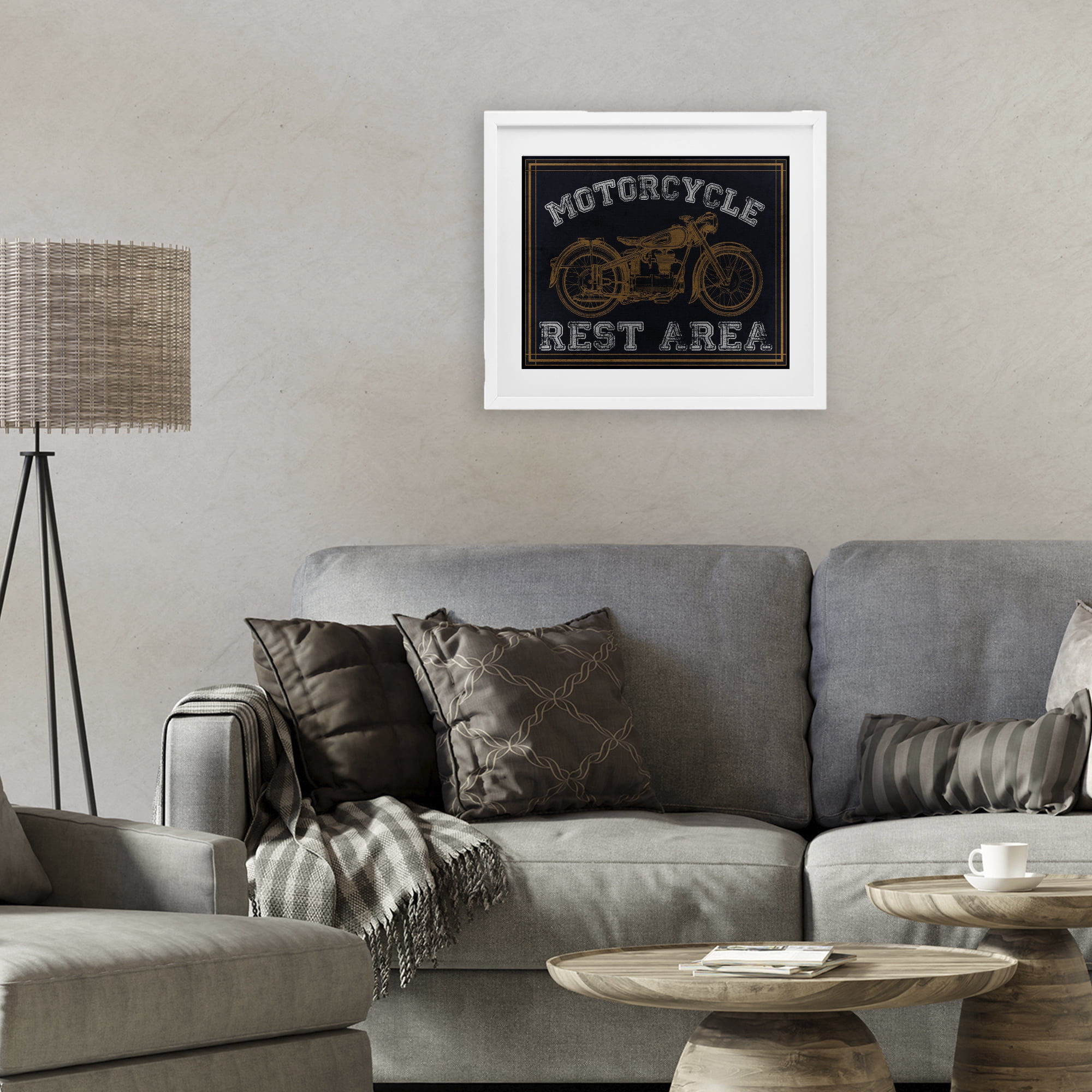 Stupell Industries Motorcycle Rest Area White Framed Print Under Glass, design by Marcus Prime